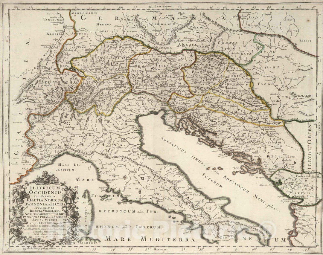 Historic Map : 1697 lIlyria West, West Balkan Peninsula. Italy. - Vintage Wall Art