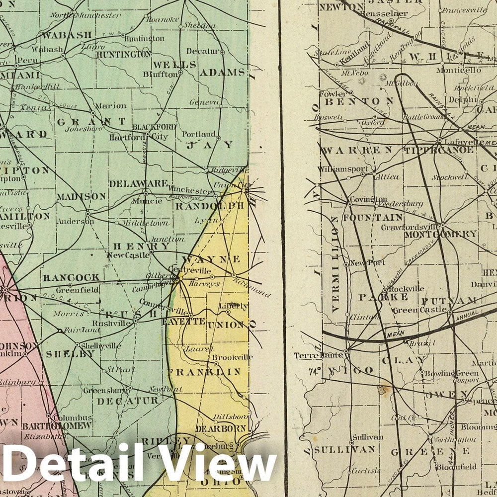 Historic Map : 1876 Geological map of Indiana. Climatological map of Indiana. - Vintage Wall Art