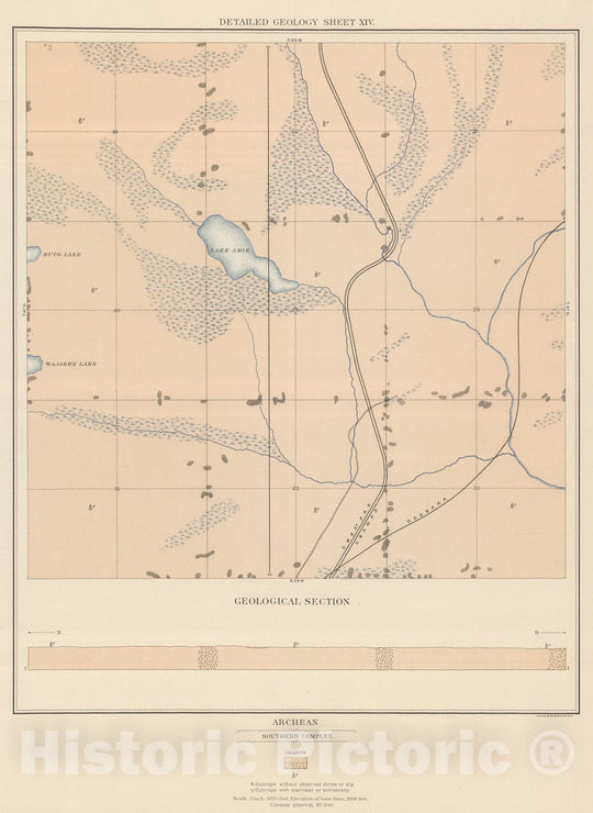 Historic Map : Geologic Atlas - 1896 Detailed Geology Sheet XIV. - Vintage Wall Art