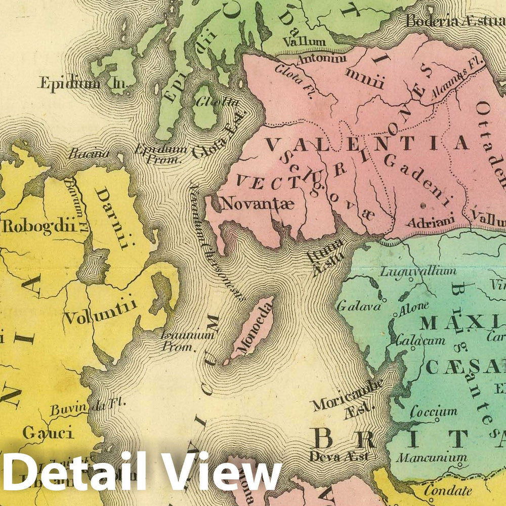 Historic Map : England; Ireland, British Isles 1826 Brittannicae Insule ex Aevi Romani Monumentis. (1826) , Vintage Wall Art