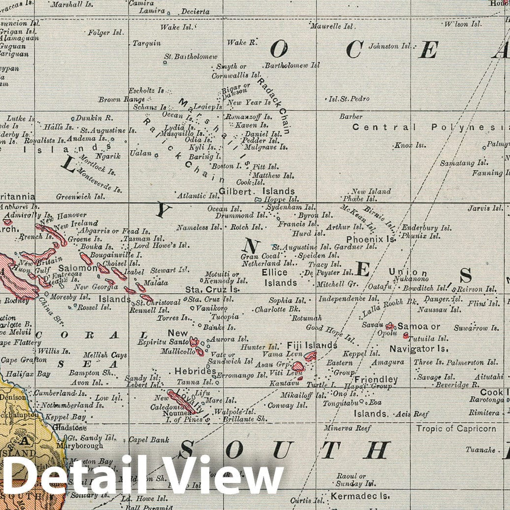 Historic Map : Oceania, Pacific 1883 Oceanica. , Vintage Wall Art