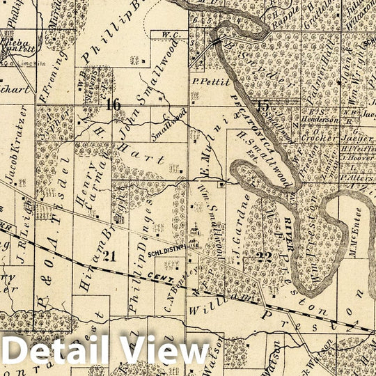 Historic Map : 1871 Harlem Township, Stephenson County, Illinois. - Vintage Wall Art