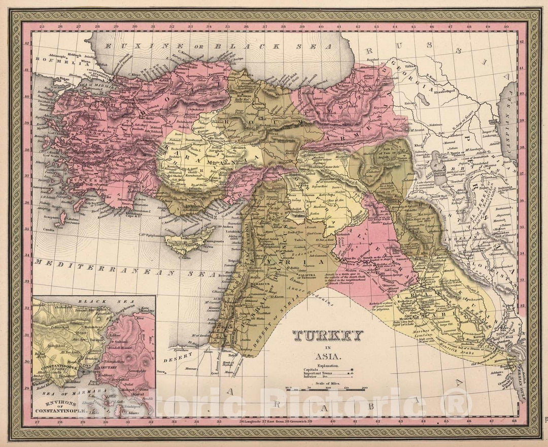 Historic Map : 1850 Turkey in Asia. - Vintage Wall Art