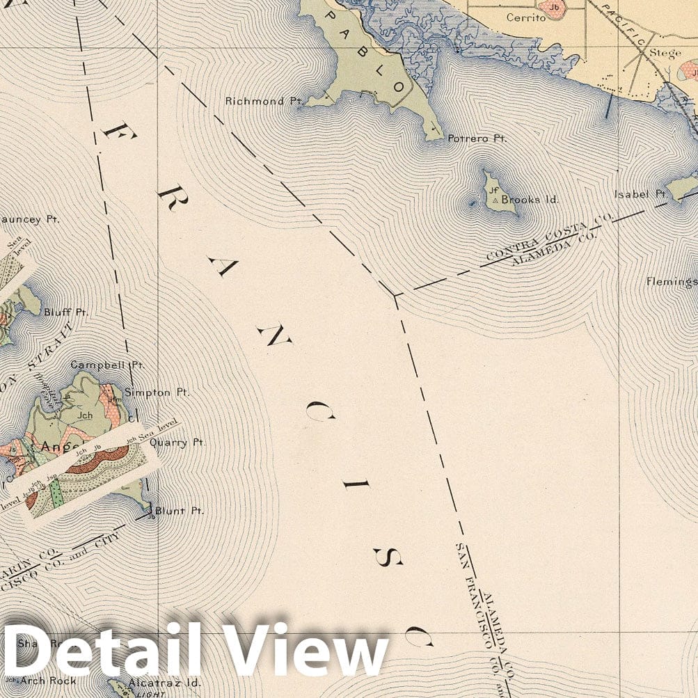 Historic Map : Geologic Atlas - 1913 San Francisco Quadrangle. Structure Sections. - Vintage Wall Art