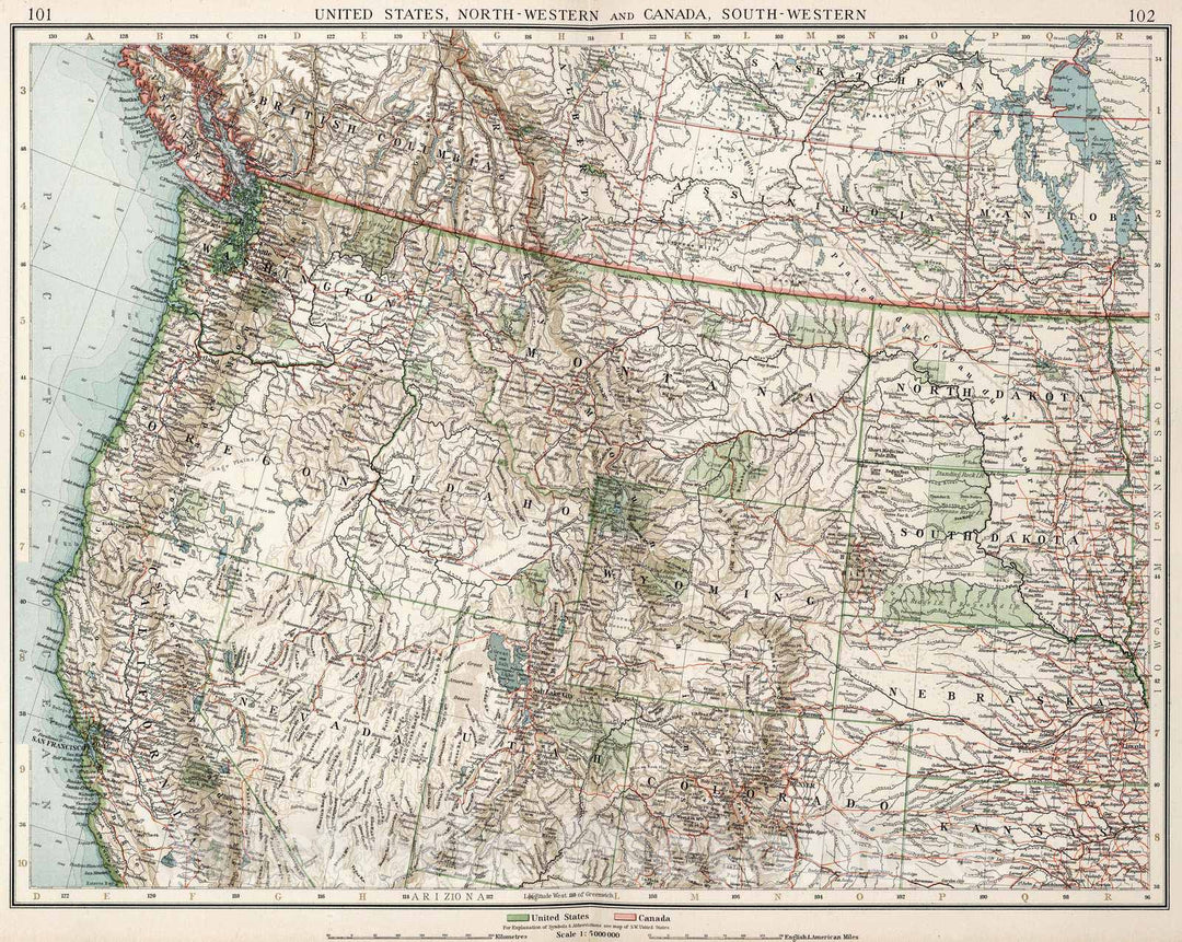 Historic Map : 1900 United States, North - Western and Canada, South - Eastern - Vintage Wall Art