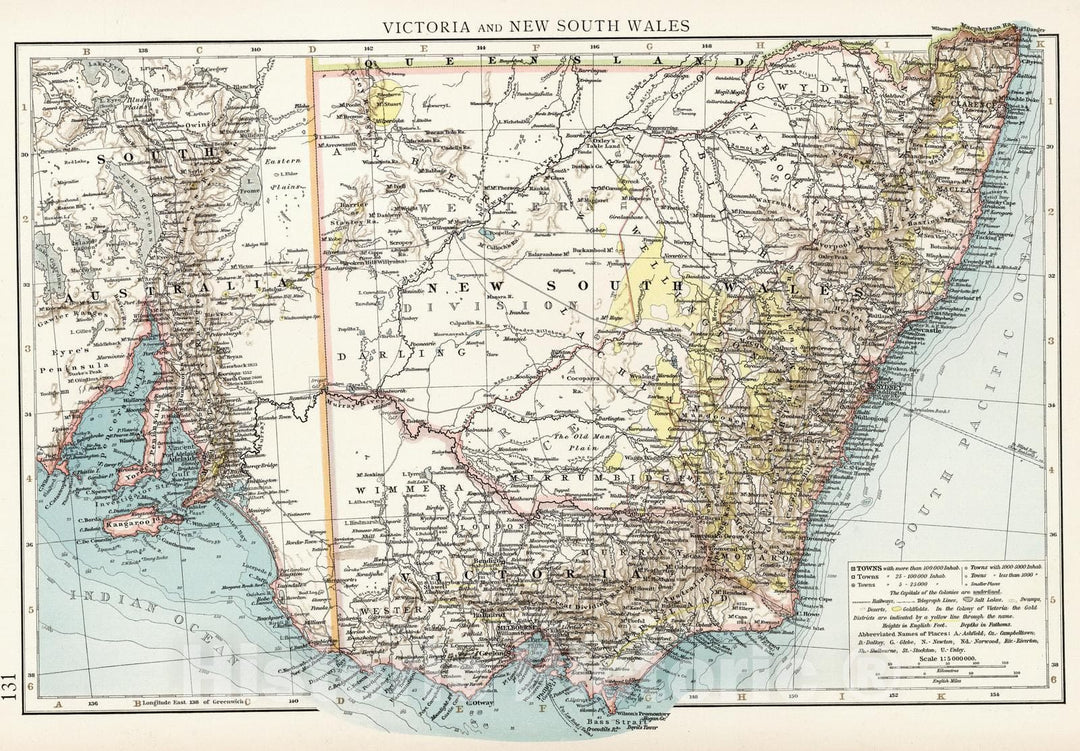 Historic Map : 1900 Victoria and New South Wales - Vintage Wall Art