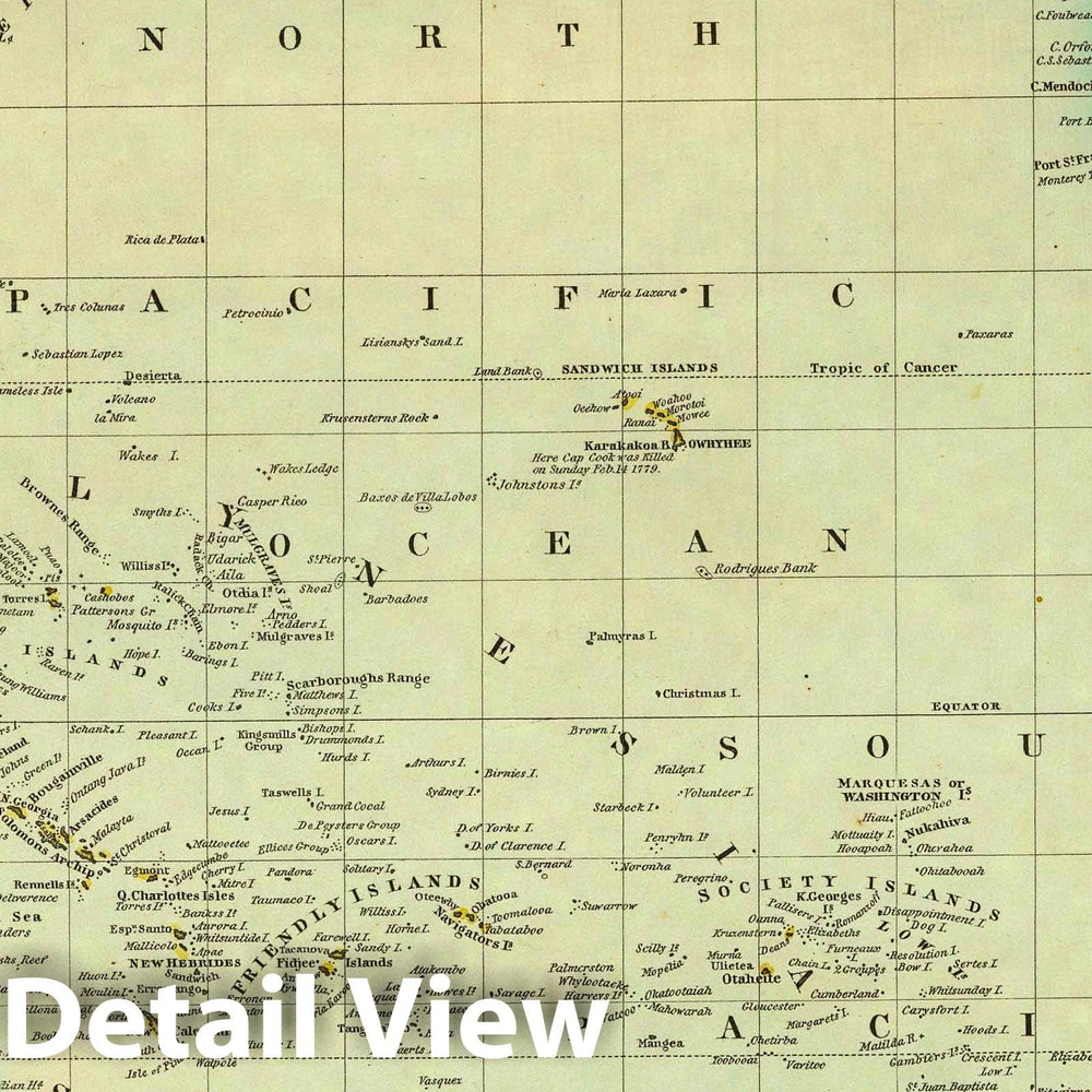 Historic Map : 1836 Oceana Or Pacific Ocean. - Vintage Wall Art