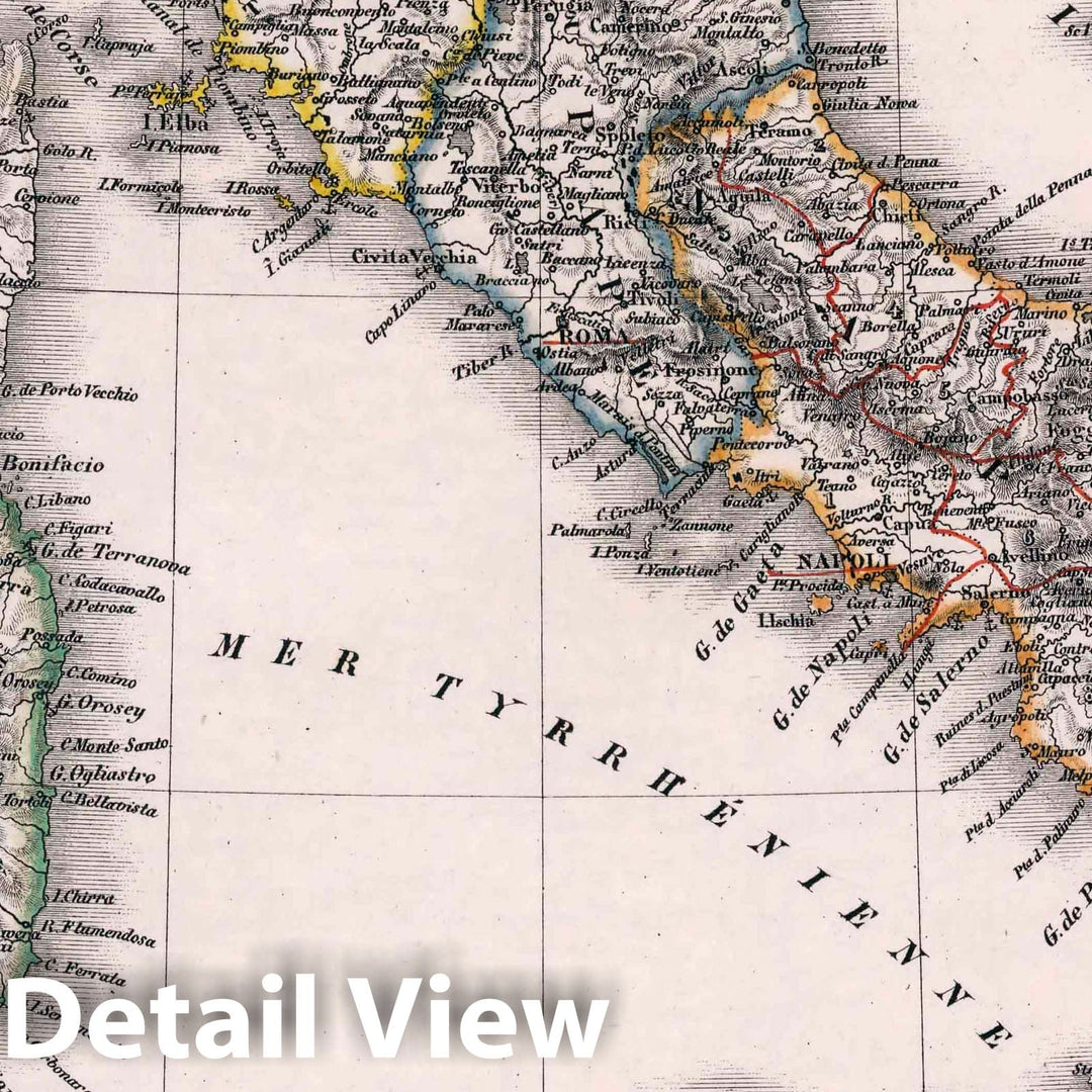 Historic Map : Italy, 1832 45. Carte Generale de l'Italie et d'une partie de la Monarchie Autricienne. , Vintage Wall Art