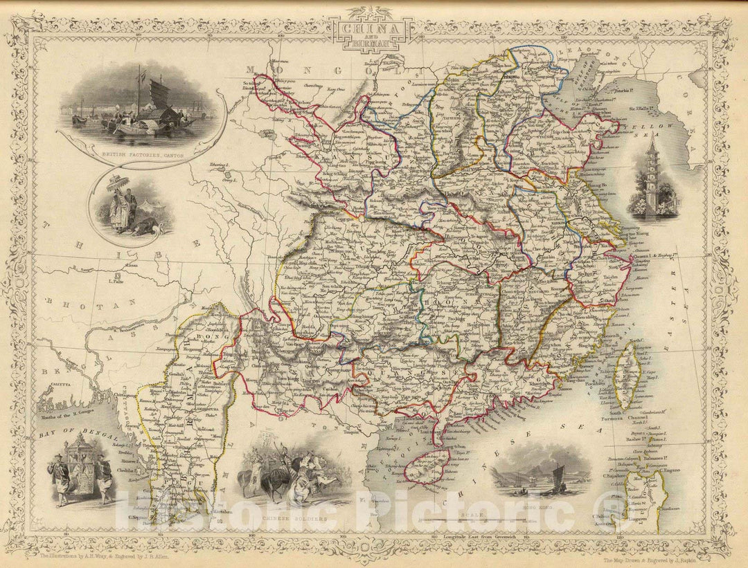 Historic Map : 1851 China And Burmah. - Vintage Wall Art