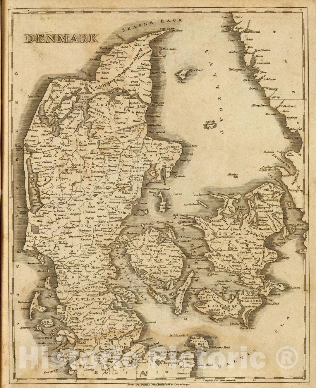 Historic Map : 1812 Denmark. - Vintage Wall Art