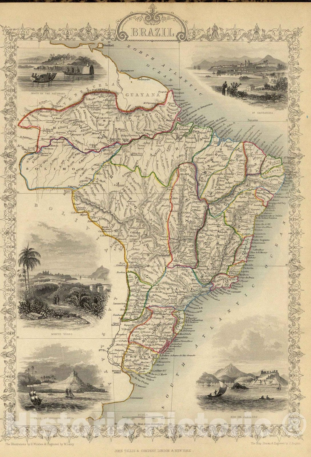 Historic Map : 1851 Brazil. - Vintage Wall Art