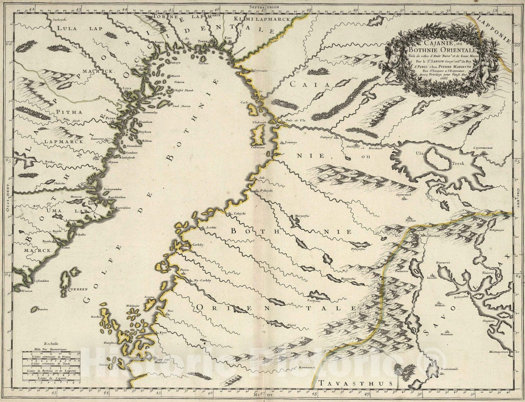 Historic Map : 1688 East Bothnia, Finland, Sweden. - Vintage Wall Art