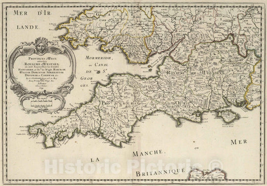 Historic Map : 1679 West provinces formerly Kingdom of Westsex, England. - Vintage Wall Art