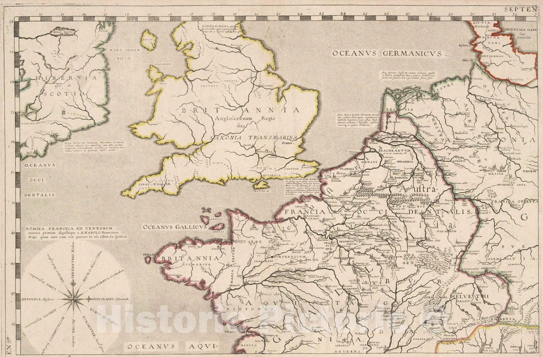 Historic Map : 1697 Empire of Charlemagne v3 - Vintage Wall Art