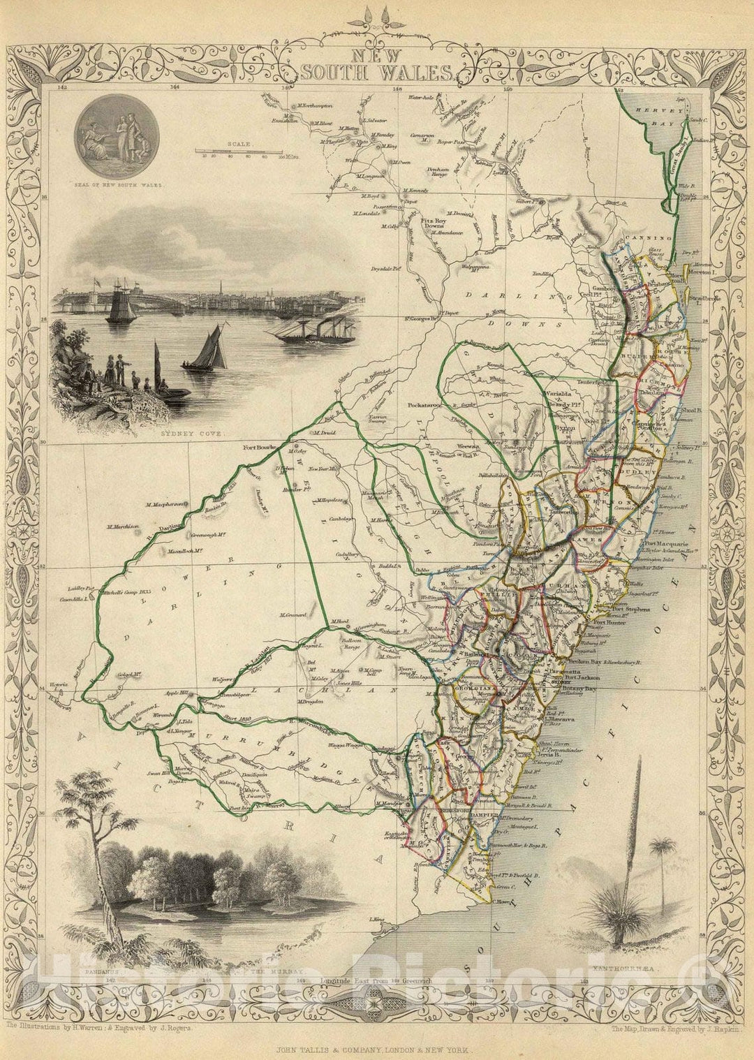 Historic Map : 1851 New South Wales. - Vintage Wall Art