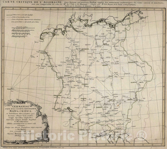 Historic Map : Germany, 1750 Germaniae Atque in ea Locorum Principaliorum Mappa Critica. , Vintage Wall Art