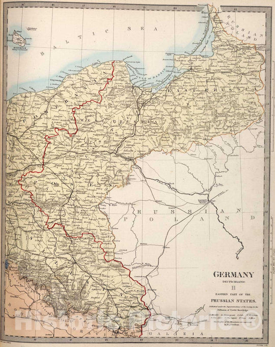 Historic Map : 1865 Germany (Deutchland) II. Eastern Part of the Prussian States. - Vintage Wall Art