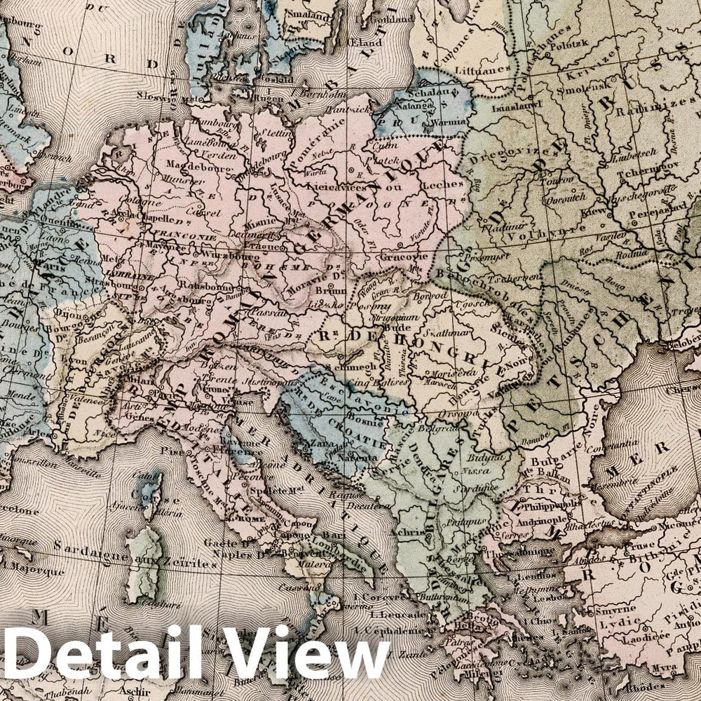 Historic Map : 1852 Europe a la fin du Xme Siecle. - Vintage Wall Art