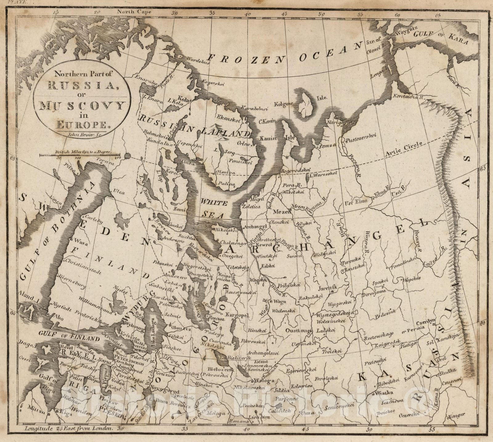 Historic Map : 1816 Northern Part Of Russia Or Muscovy In Europe - Vintage Wall Art