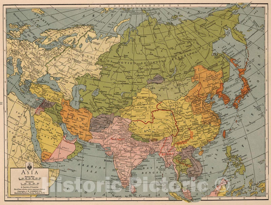 Historic Map : 1943 Asia - Vintage Wall Art