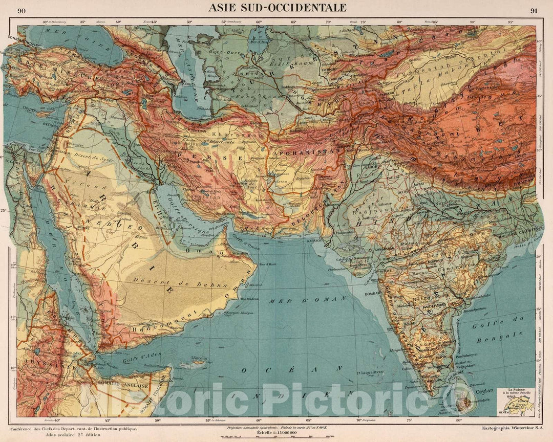 Historic Map : South West Asia 1921 Asie Sud - Occidentale , Vintage Wall Art