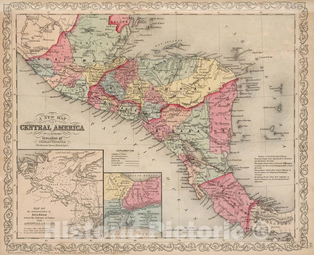 Historic Map : 1859 Central America v2 - Vintage Wall Art