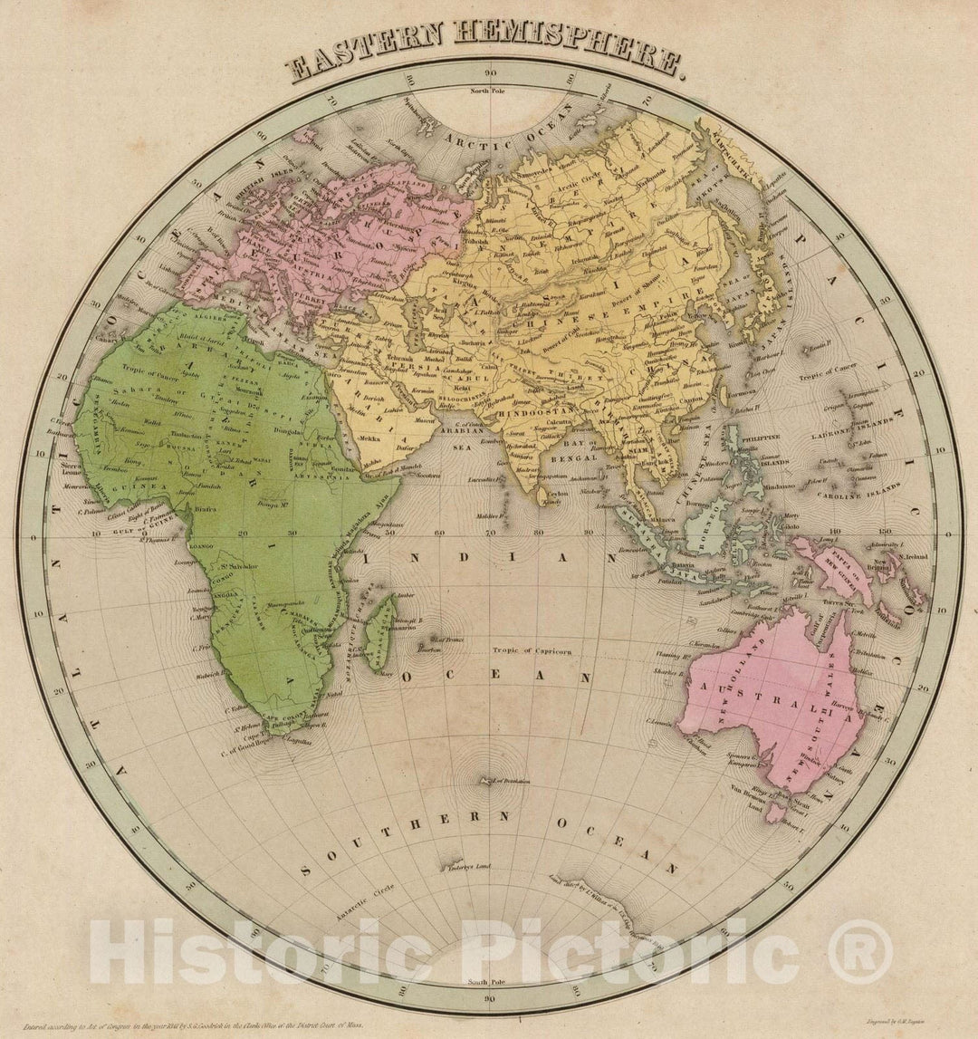 Historic Map : 1841 Eastern Hemisphere. - Vintage Wall Art