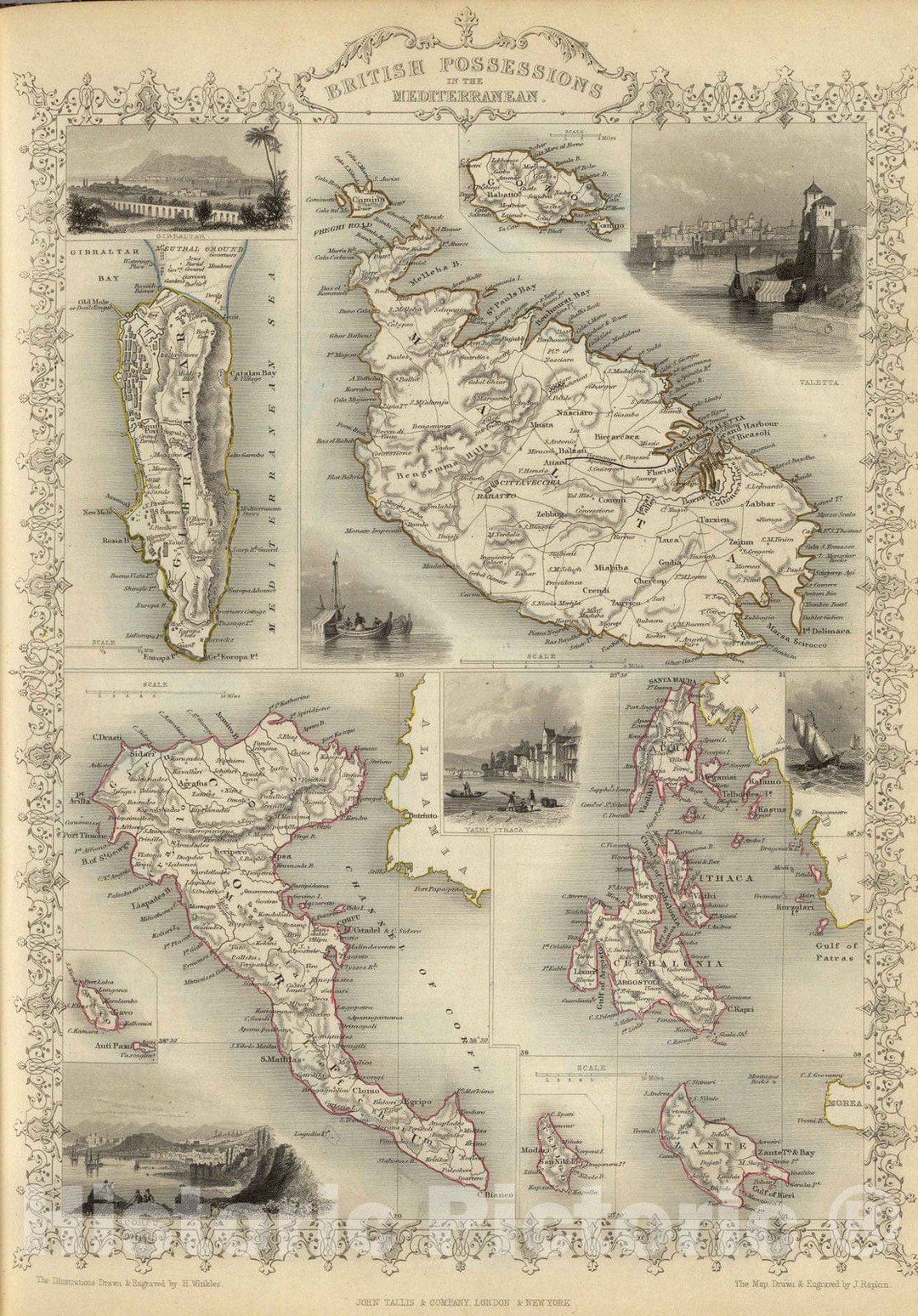 Historic Map : 1851 British Possessions In The Mediterranean. - Vintage Wall Art