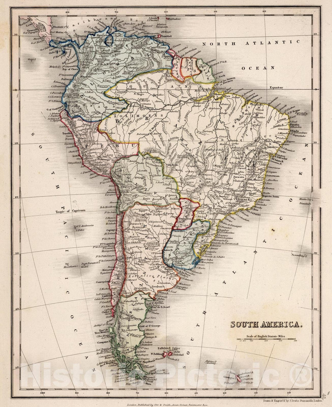 Historic Map : 1832 South America : Vintage Wall Art