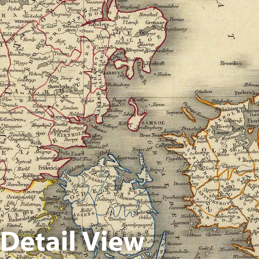 Historic Map : 1851 Denmark. - Vintage Wall Art