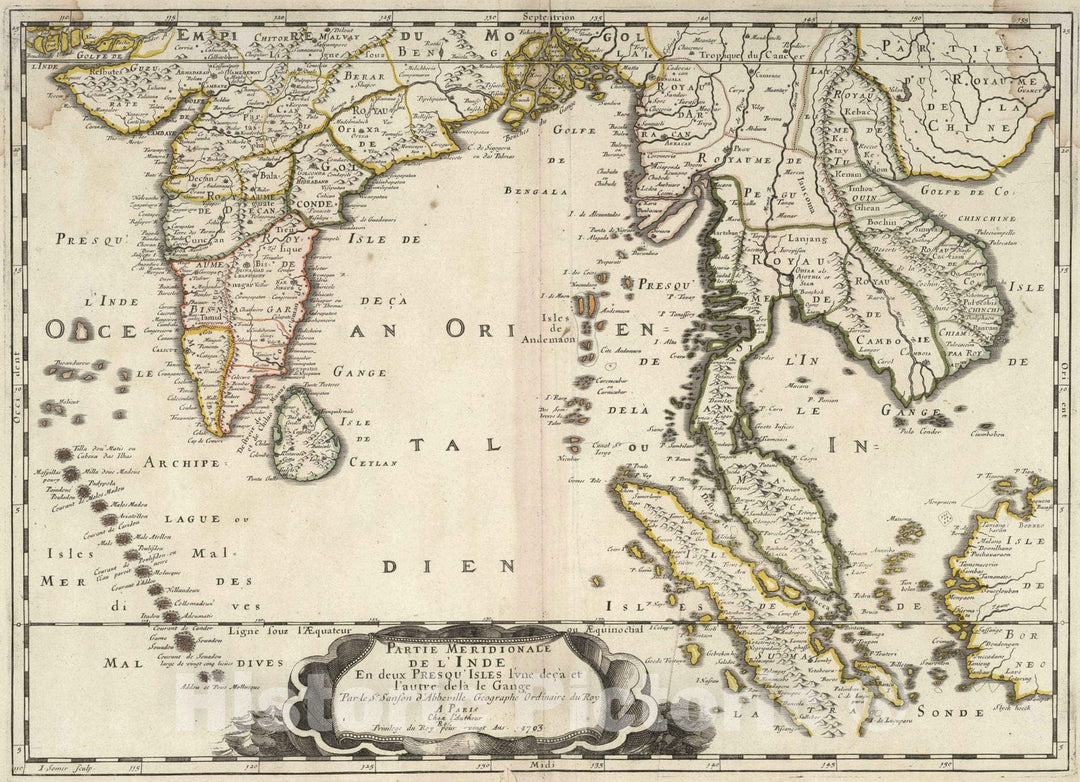 Historic Map : 1703 India and Southeast Asia. - Vintage Wall Art