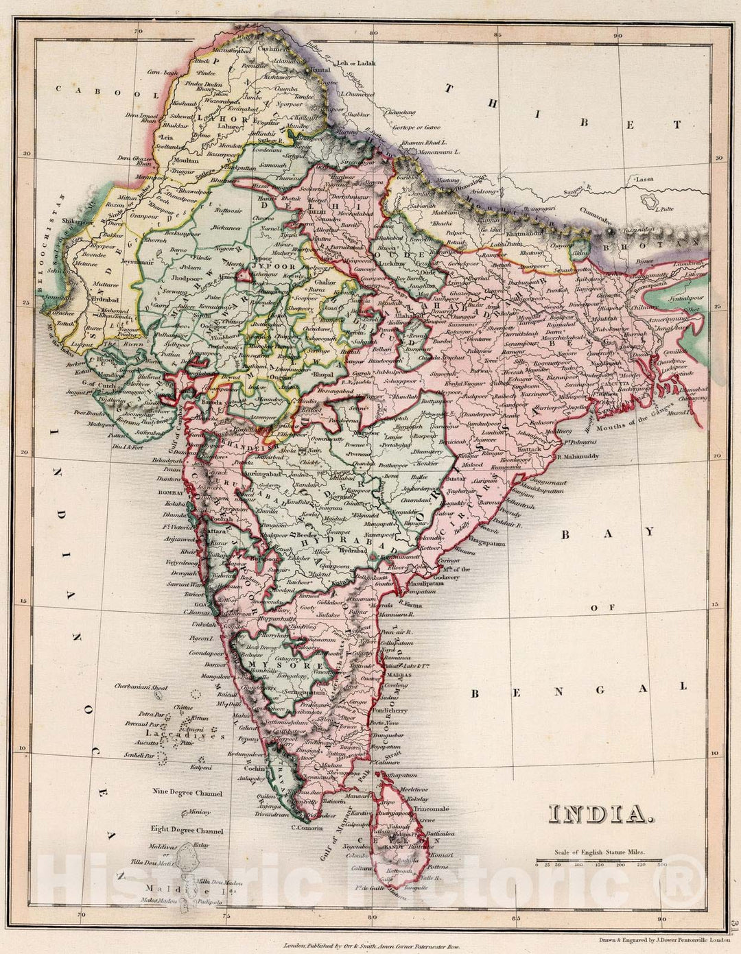 Historic Map : 1832 India. v2 - Vintage Wall Art