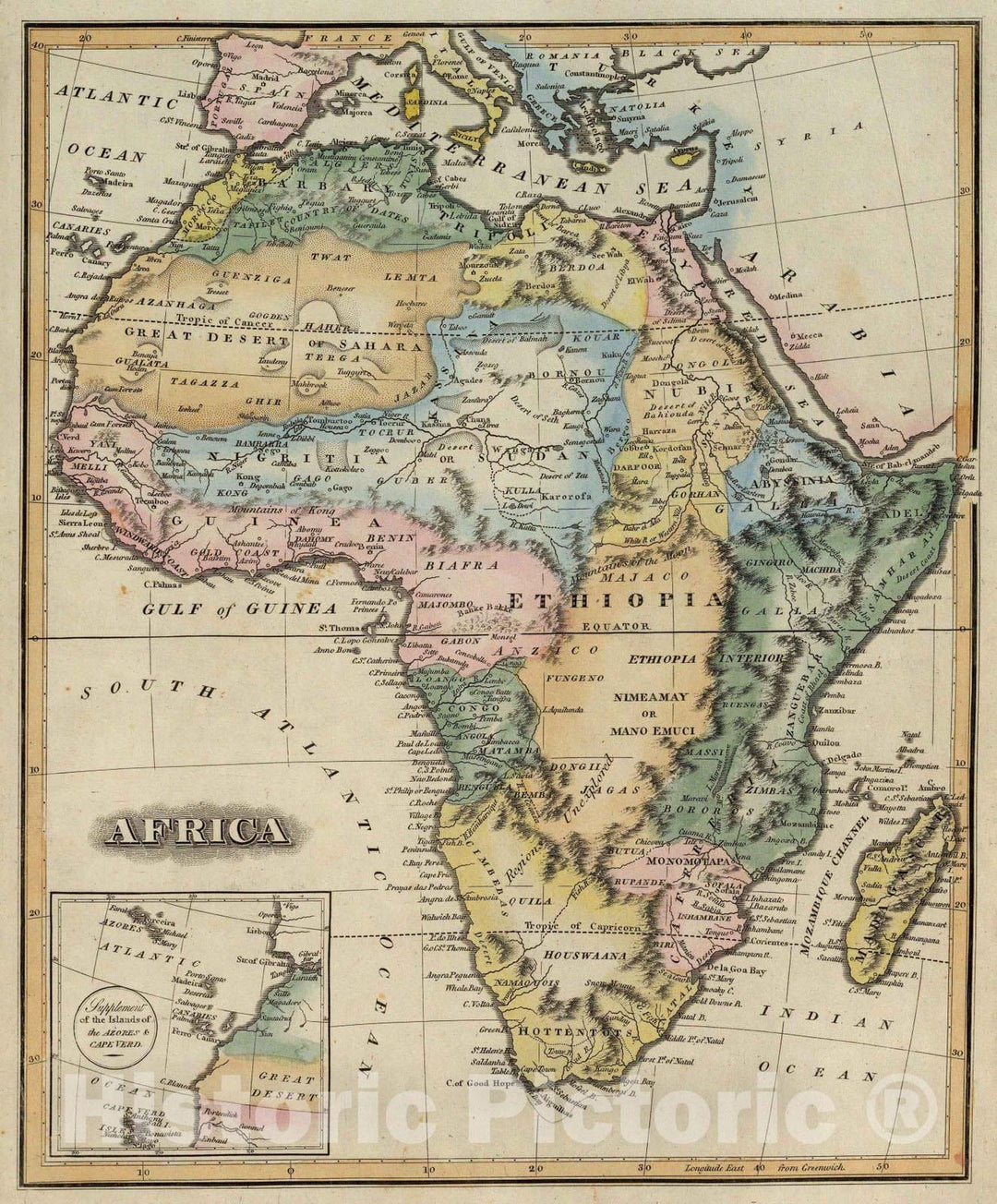 Historic Map : 1823 Africa. v3 - Vintage Wall Art