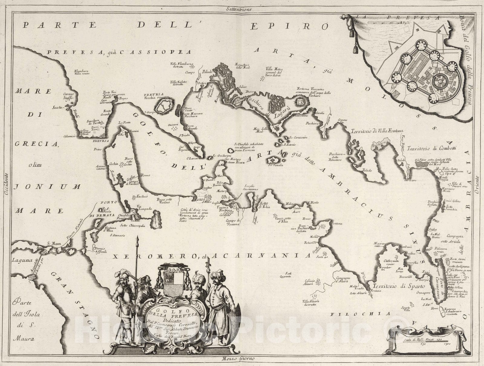 Historic Map : Greece, 1693 Golfo di Prevesa, Greece. , Vintage Wall Art