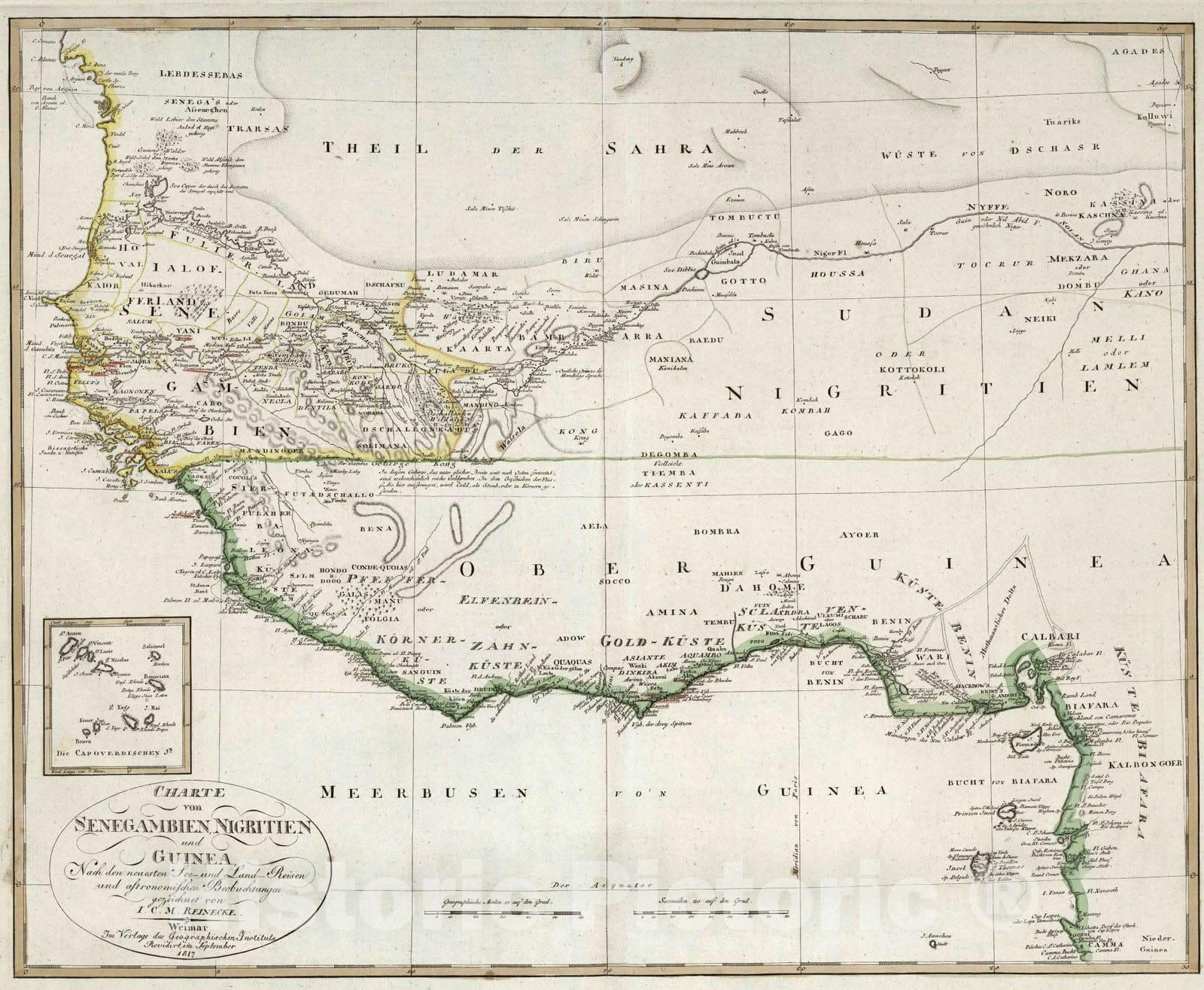 Historic Map : Senegal, West Africa 1817 LI. West Africa. , Vintage Wall Art