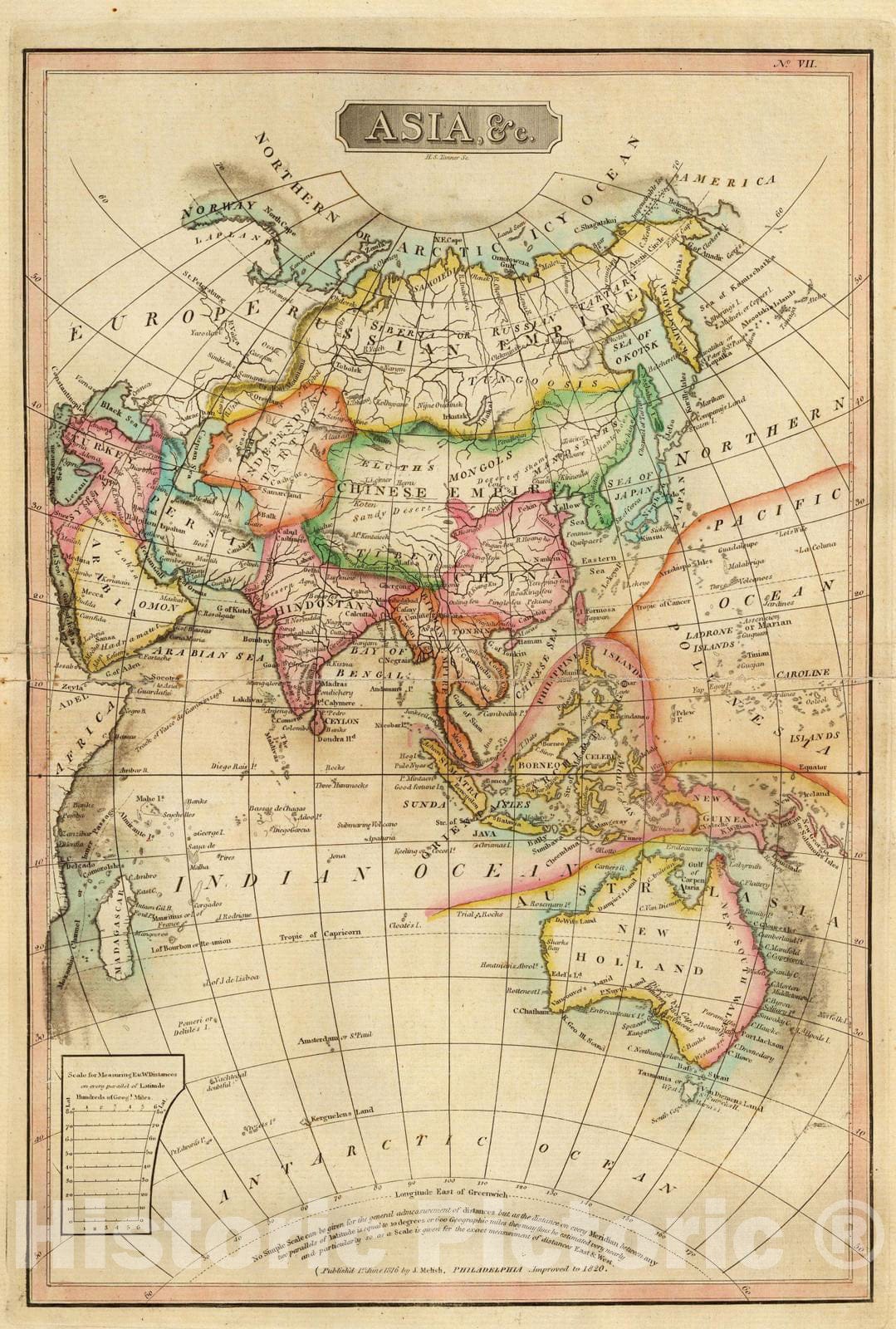 Historic Map : School Atlas - 1820 Asia &c. - Vintage Wall Art