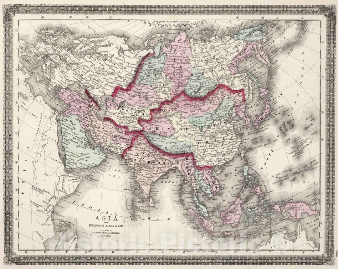 Historic Map : 1874 Asia. v1 - Vintage Wall Art