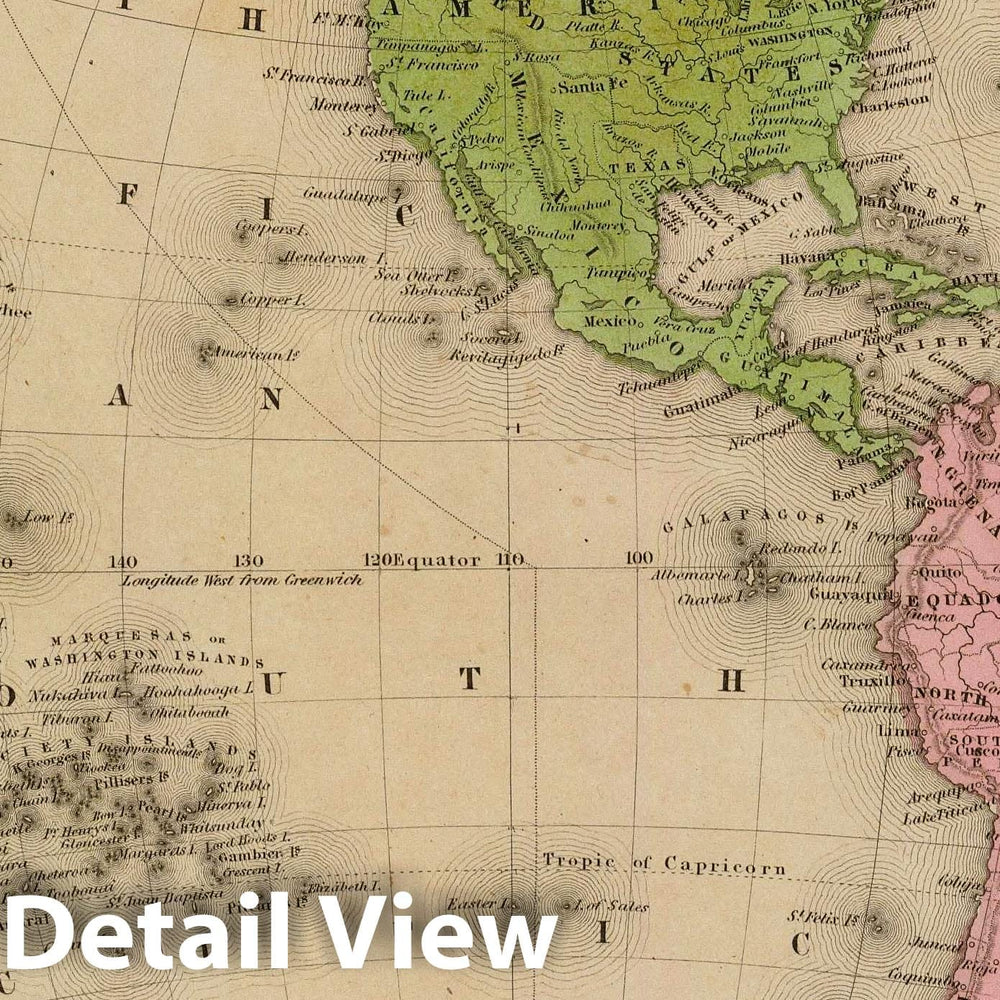 Historic Map : 1841 Western Hemisphere. - Vintage Wall Art