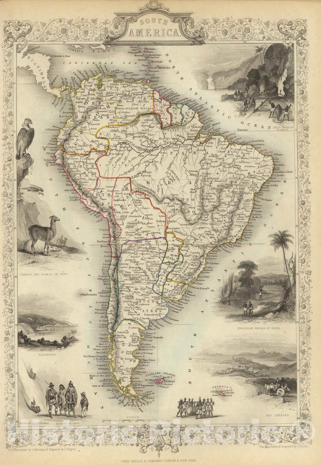 Historic Map : 1851 South America. - Vintage Wall Art