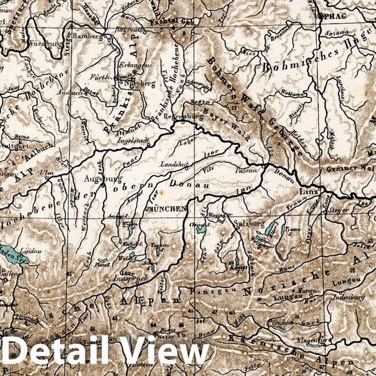 Historic Map : Germany, Eastern Europe 1851 23. Deutschland, Schweiz und Theile der angr?zenden L?der , Vintage Wall Art