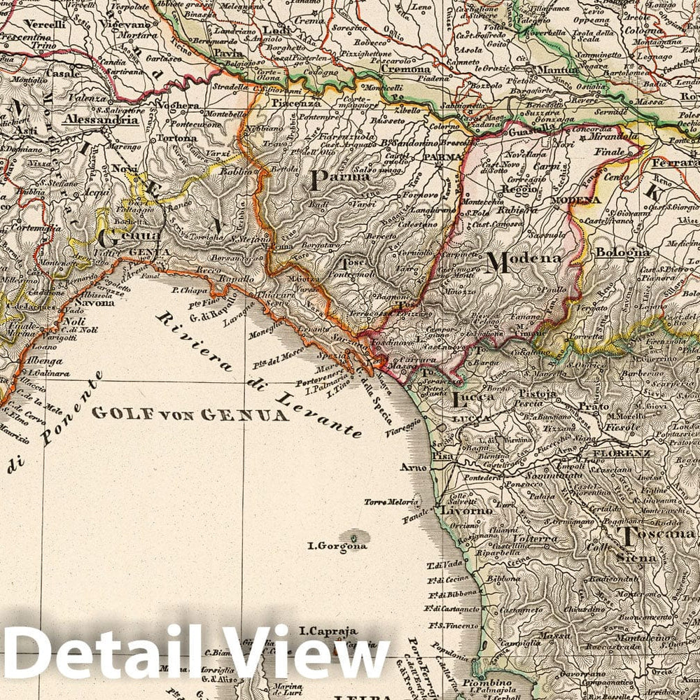 Historic Map : 1850 Noerdliches Italien. (Northern Italy). - Vintage Wall Art