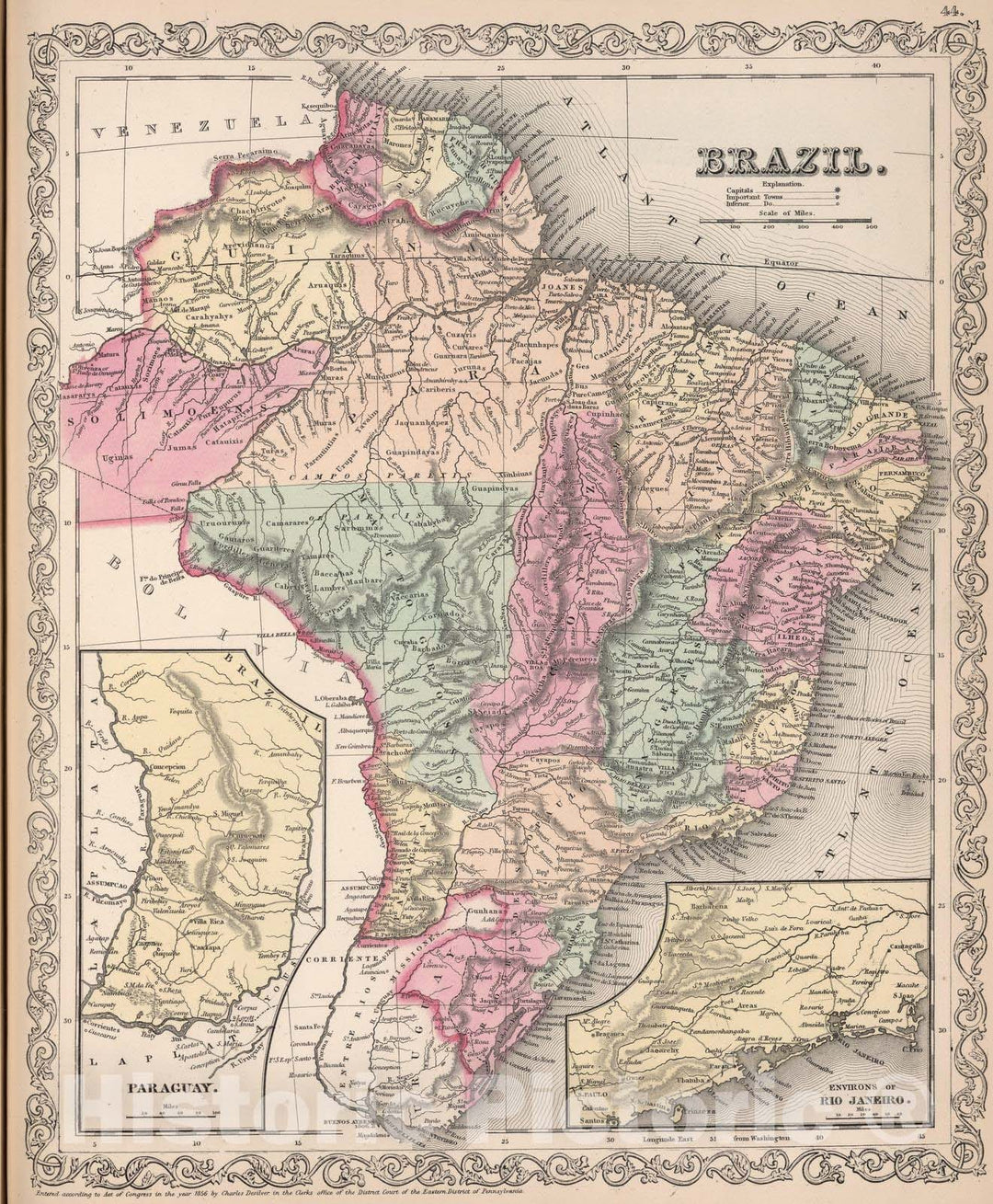 Historic Map : 1857 Brazil - Vintage Wall Art