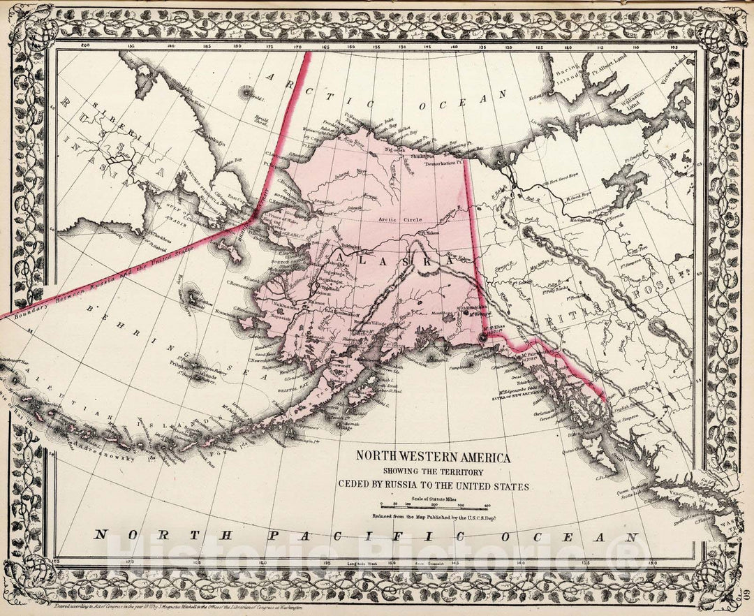 Historic Map : 1874 Northwestern America - Vintage Wall Art