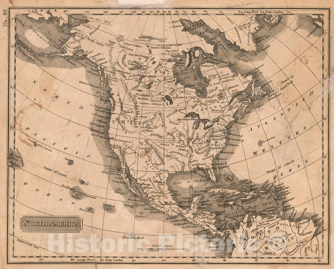 Historic Map : School Atlas - 1822 North America - Vintage Wall Art