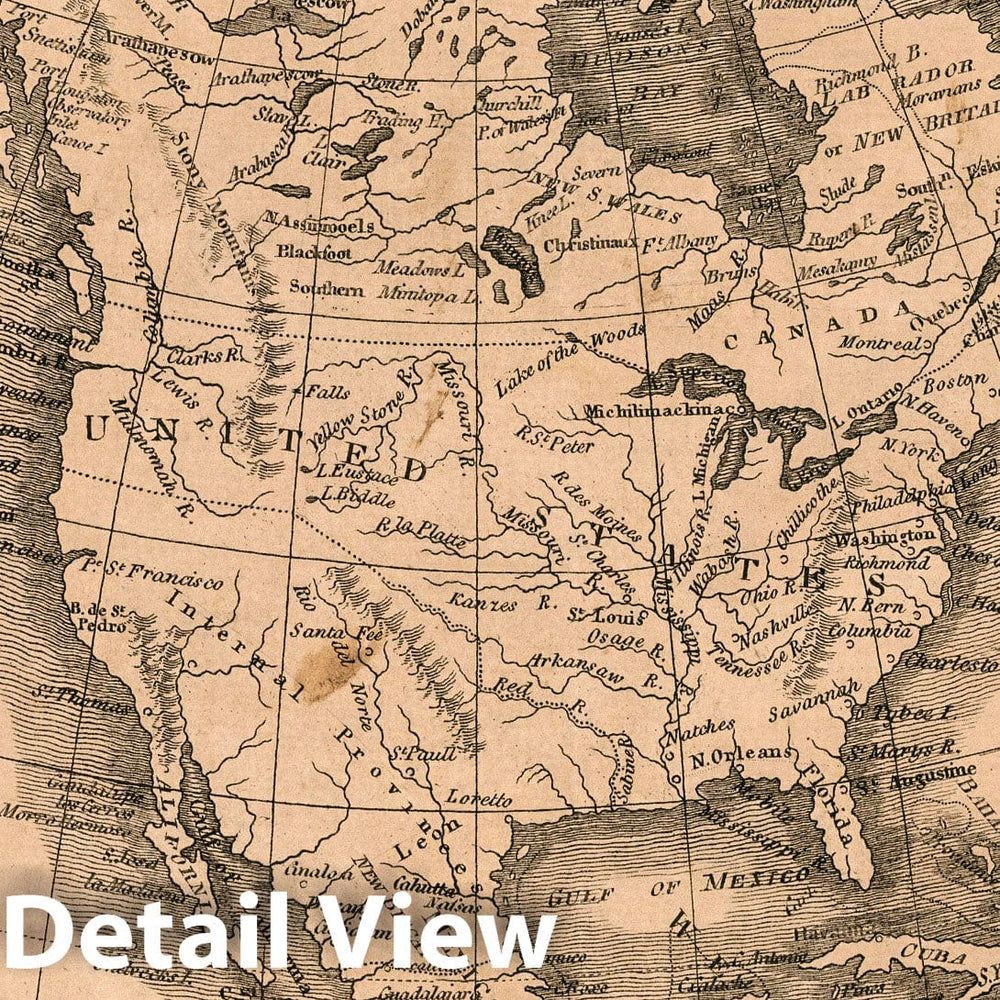 Historic Map : School Atlas - 1822 North America - Vintage Wall Art