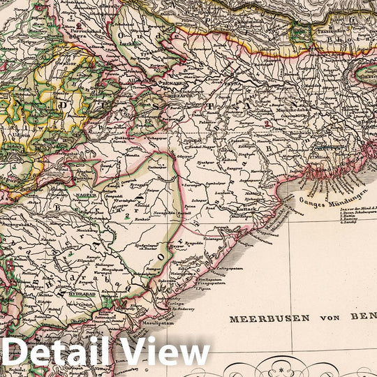 Historic Map : Bangladesh, Southwest Asia 1853 Vorder-Indien oder das Indo-Britische Reich. (India). , Vintage Wall Art