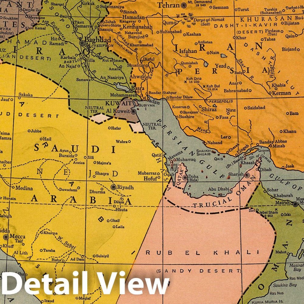 Historic Map : 1943 Southwestern Asia. As of June 23, 1939 - Vintage Wall Art