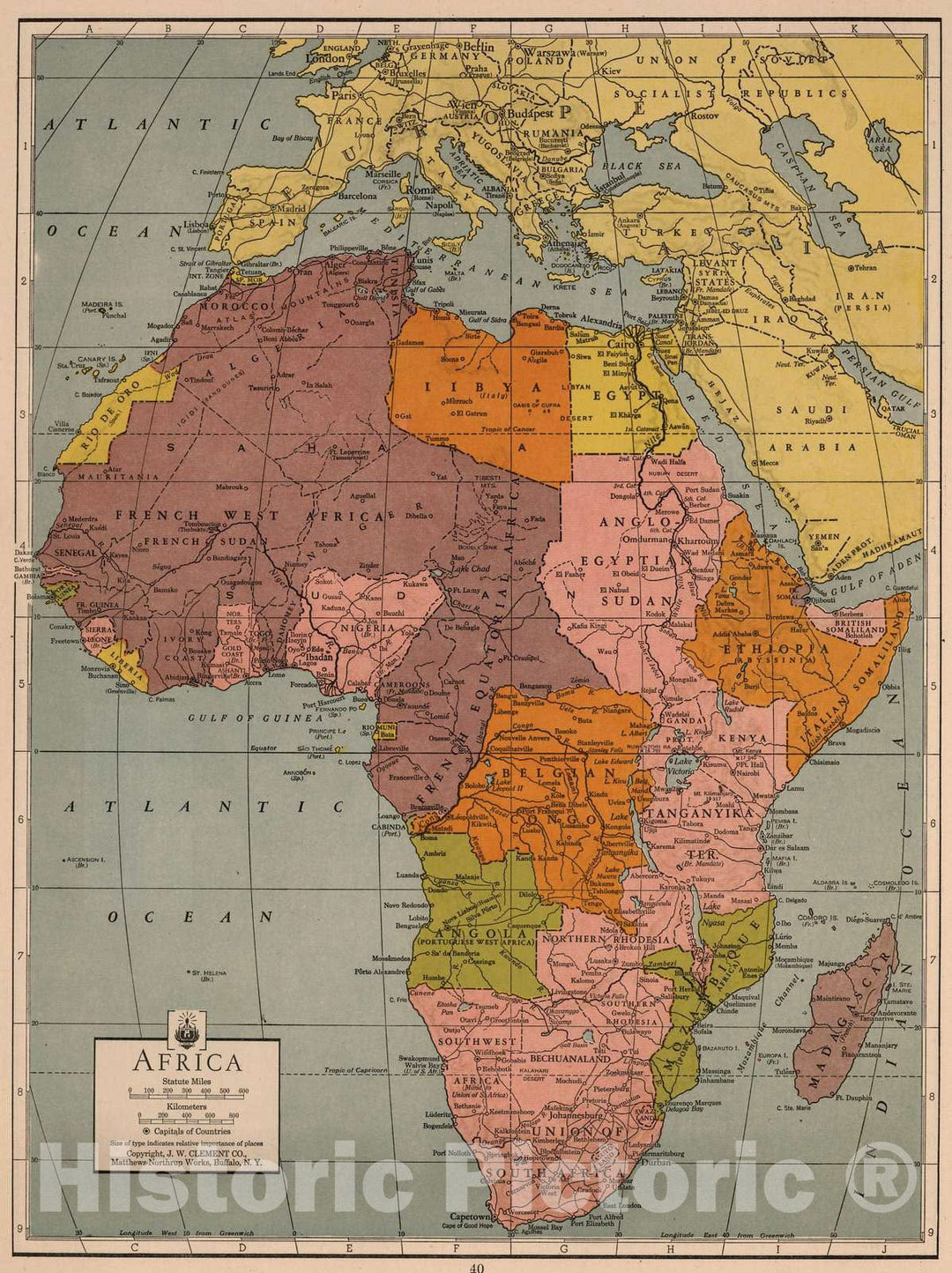 Historic Map : 1943 Africa - Vintage Wall Art