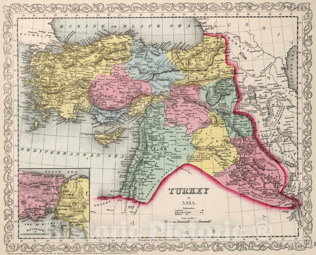 Historic Map : 1859 Turkey in Asia. v1 - Vintage Wall Art