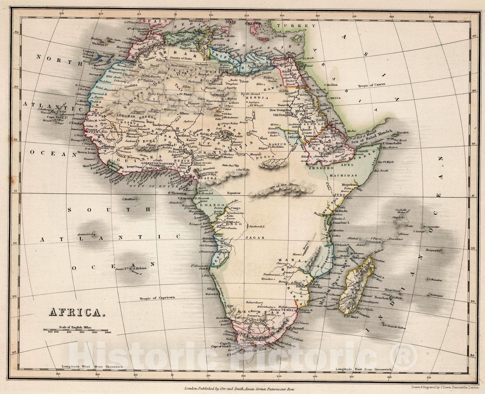 Historic Map : 1832 Africa : Vintage Wall Art